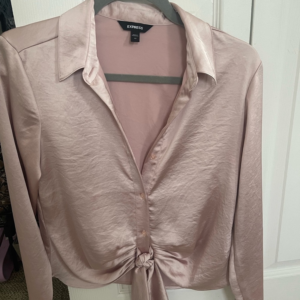 Express satin pink top